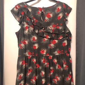 Love & Legend, Lined Floral Dress w/Ruffles and cutout, size 12W